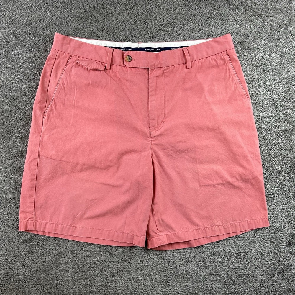 Vineyard Vines Clubhouse Shorts Mens 36 Coral Pink Cotton Flat Front Chino Golf